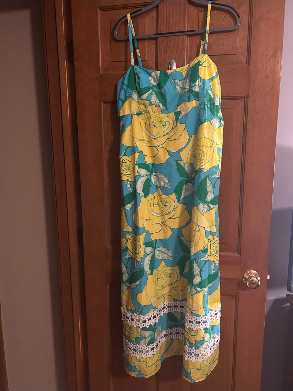 Lilly Pulitzer Teal and Yellow Floral Maxi Dress